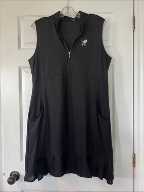 EP Pro Black Sleeveless Zip Polo Golf Dress